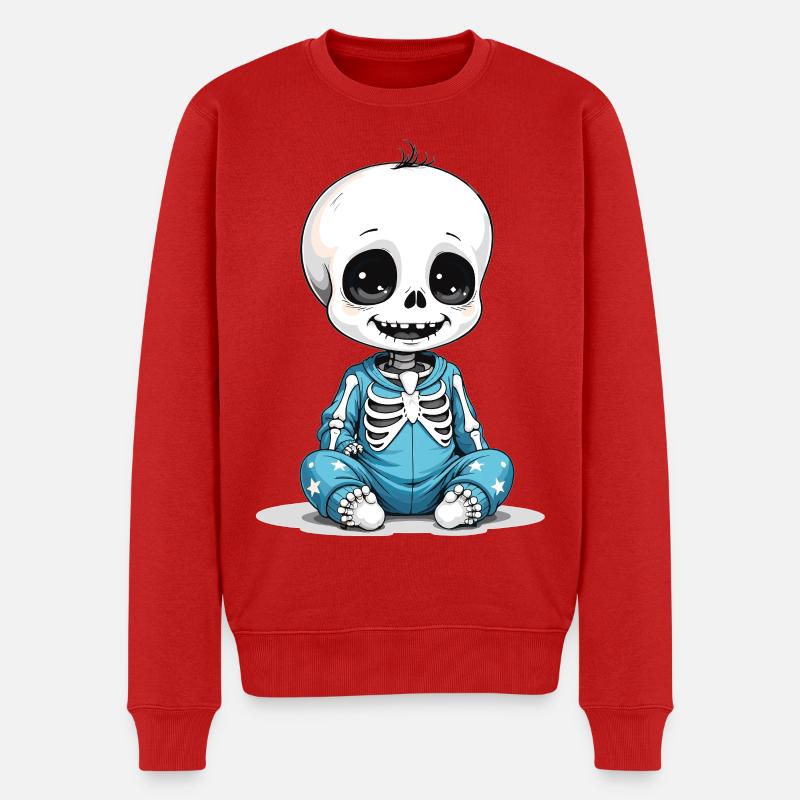 Skelettbaby in blauer Pyjama - Männer Premium Bio Pullover - Rot