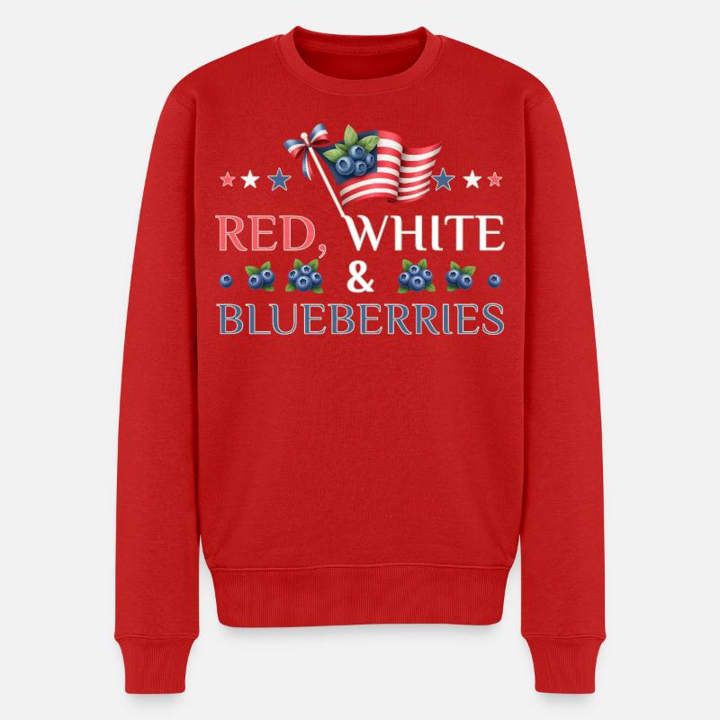 Red White & Blueberries Patriotic Design - Männer Premium Bio Pullover - Rot