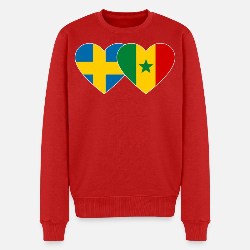 Suède Sénégal Drapeau Coeur - Pull Premium bio Homme - rouge