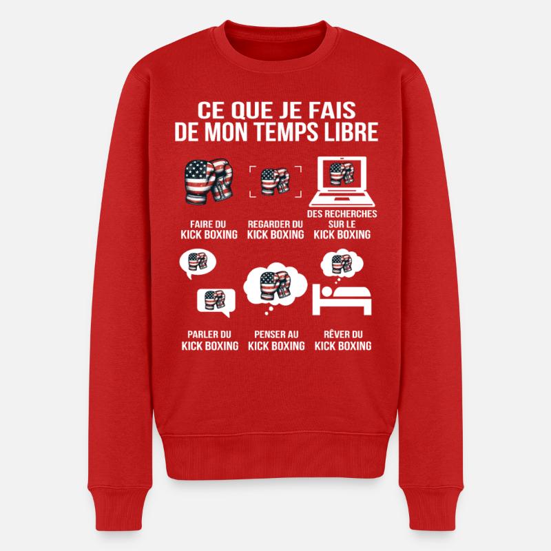 Was ich in meiner Freizeit mache American Boxing - Männer Premium Bio Pullover - Rot