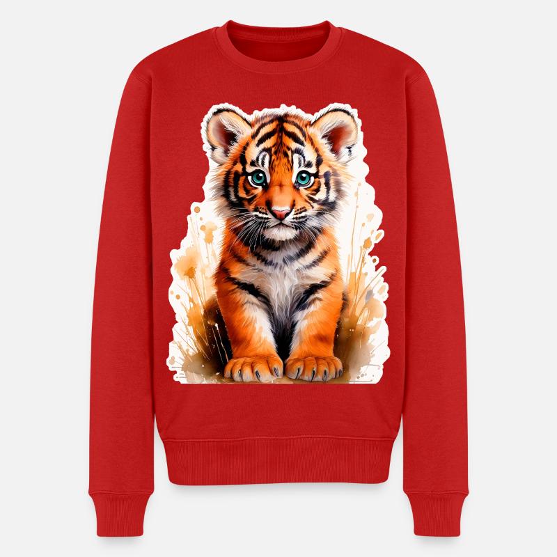 Kleiner Tiger - Männer Premium Bio Pullover - Rot