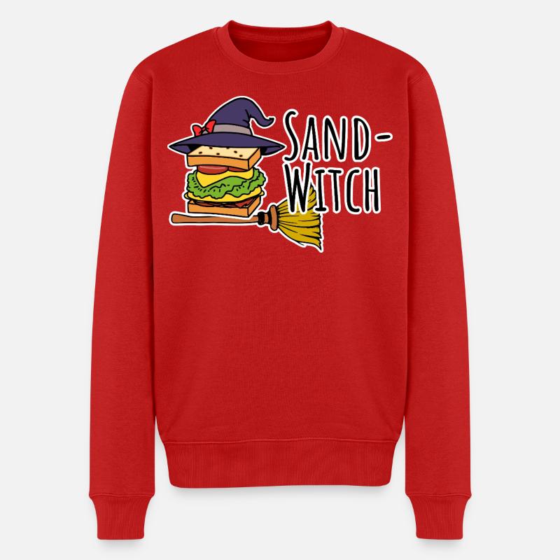 Die Hexe ist ein Sand-Witch, Halloween Hexen Brot! - Männer Premium Bio Pullover - Rot