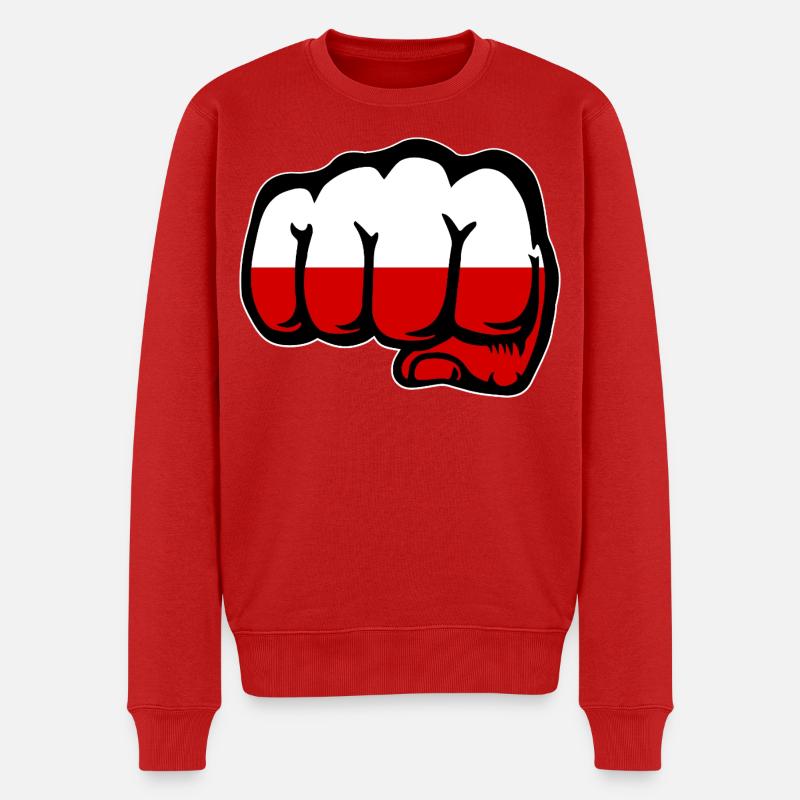 Polen Faust Flagge - Männer Premium Bio Pullover - Rot