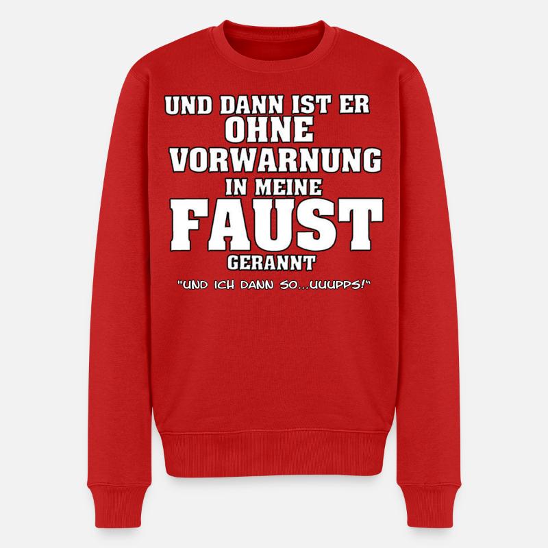 Vorwarnung Faust Motiv - Männer Premium Bio Pullover - Rot