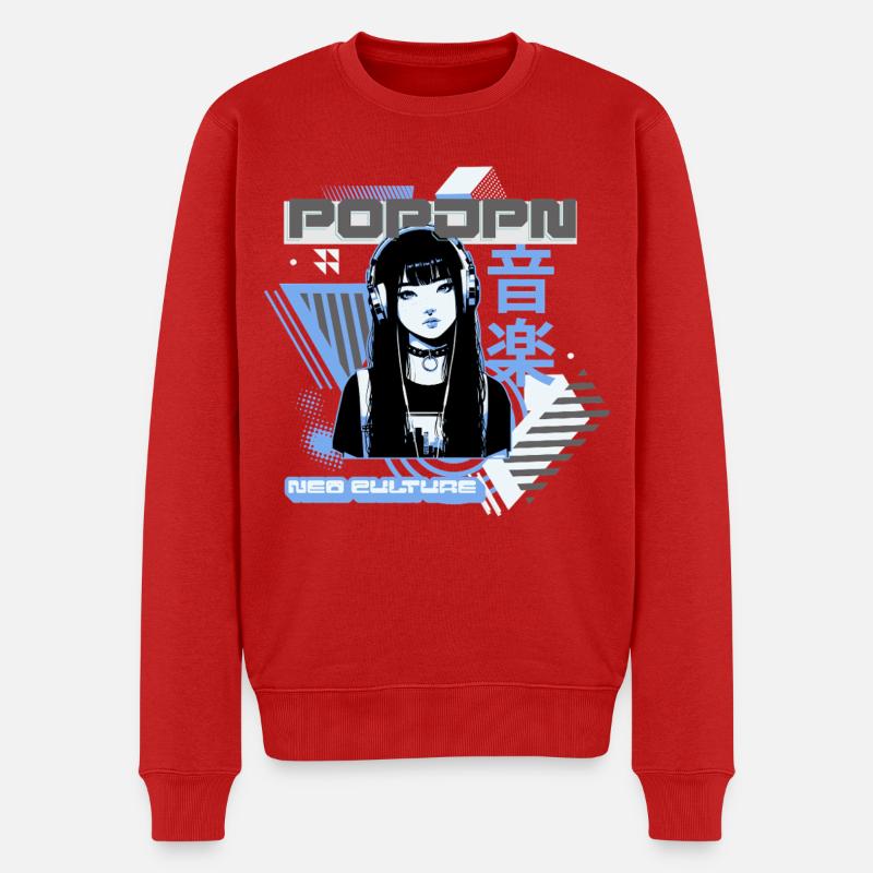 NeoCulture Musik Cybergirl - Männer Premium Bio Pullover - Rot