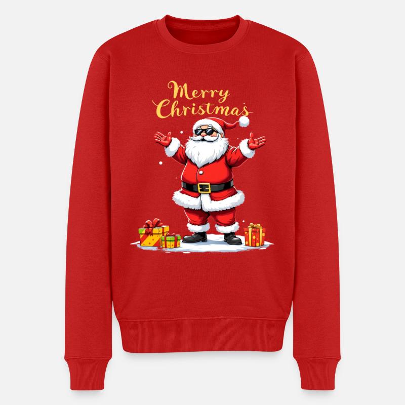 Merry Christmas Cooler Weihnachtsmann Geschenke - Männer Premium Bio Pullover - Rot
