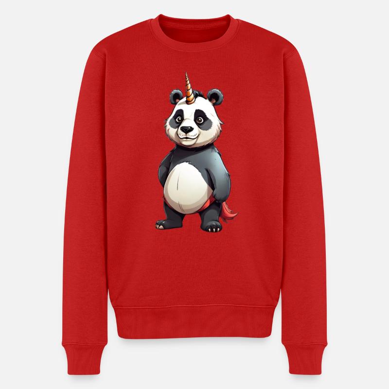 Panda Einhorn Cape Cartoon - Männer Premium Bio Pullover - Rot
