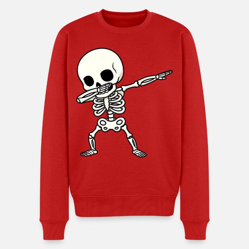 Lustiges Skelett Dab - Männer Premium Bio Pullover - Rot