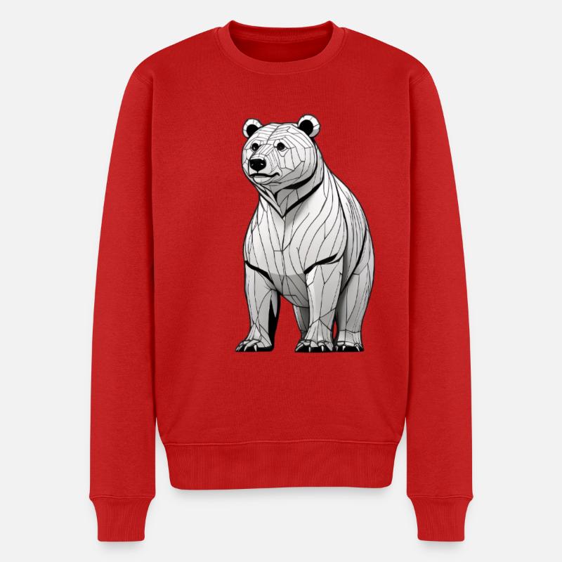Geometrischer Bär Linienkunst - Männer Premium Bio Pullover - Rot