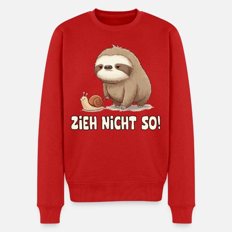 Ziehen Nicht So Sloth Cartoon - Männer Premium Bio Pullover - Rot