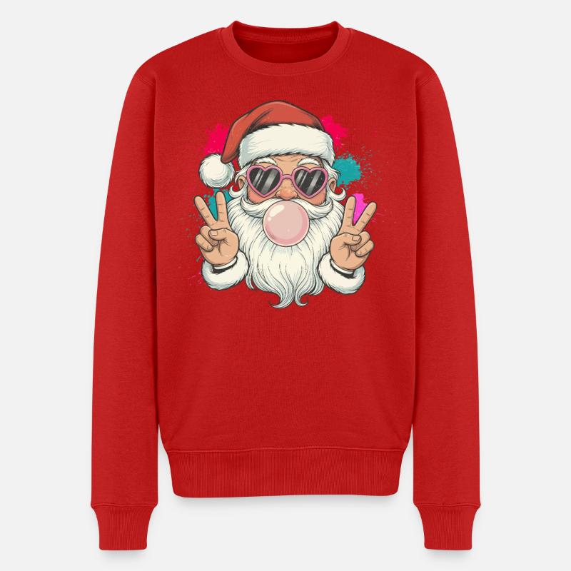 Der Weihnachtsmann bläst Kaugummi - Männer Premium Bio Pullover - Rot