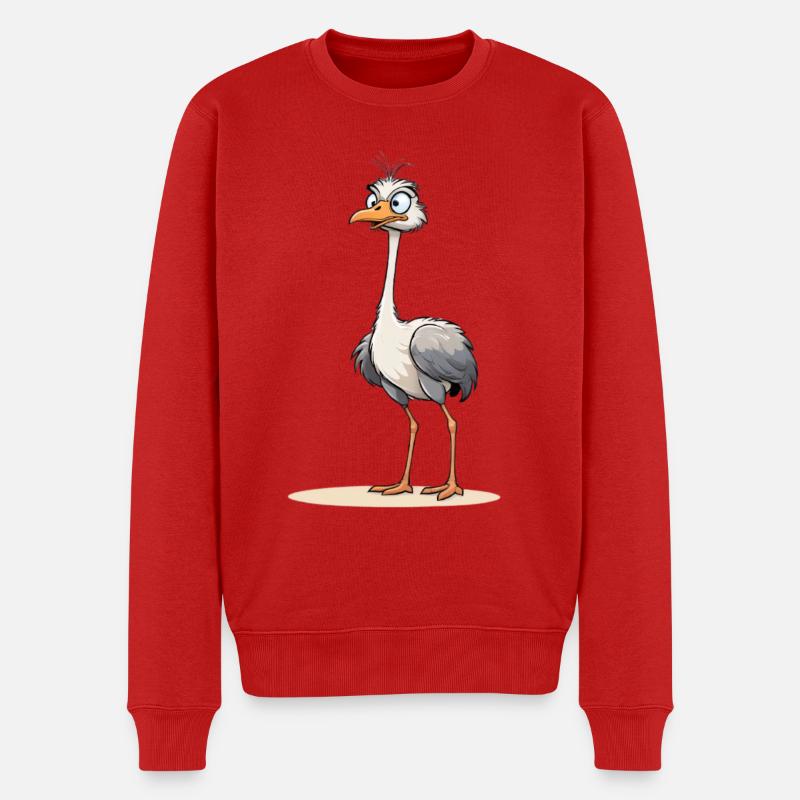 Neugieriger Straussvogel mit Blitzblick - Männer Premium Bio Pullover - Rot