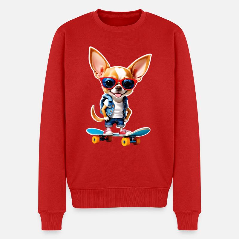 Chihuahua Skate Chic - Männer Premium Bio Pullover - Rot