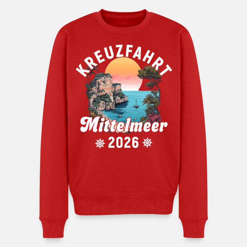 Kreuzfahrt Mittelmeer 2026 - Männer Premium Bio Pullover - Rot