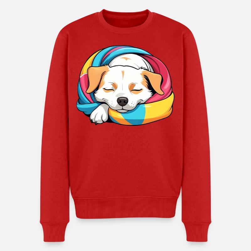 Schlummernder Welpe Regenbogen Schal - Männer Premium Bio Pullover - Rot