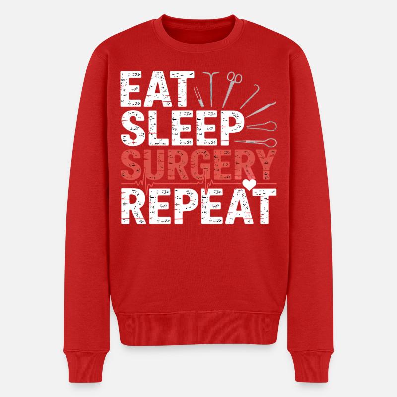 Eat Sleep Surgery Repeat - Männer Premium Bio Pullover - Rot