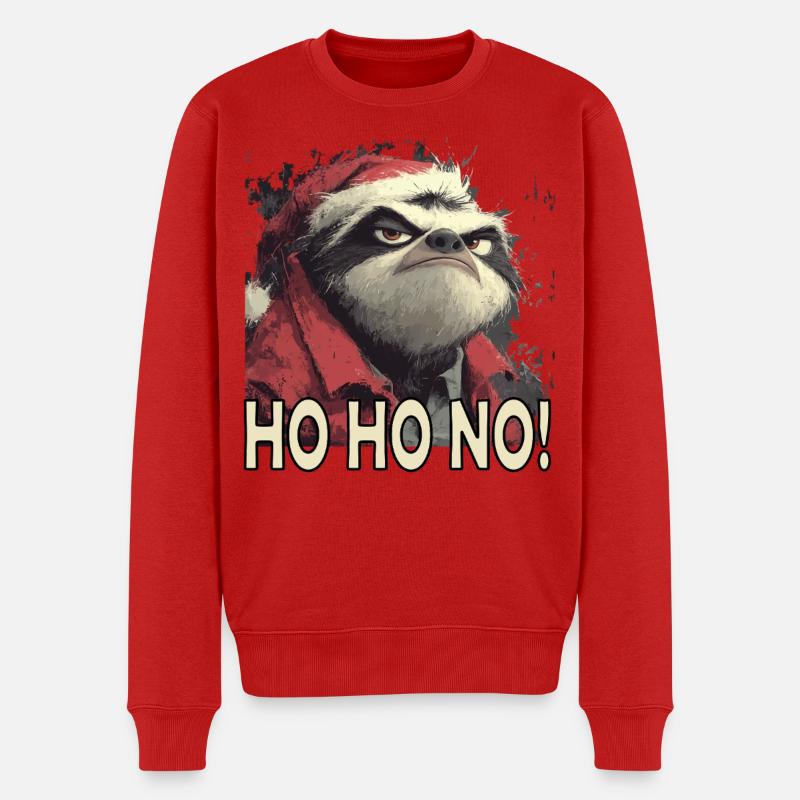 Ho Ho No Weihnachts Faultier - Männer Premium Bio Pullover - Rot
