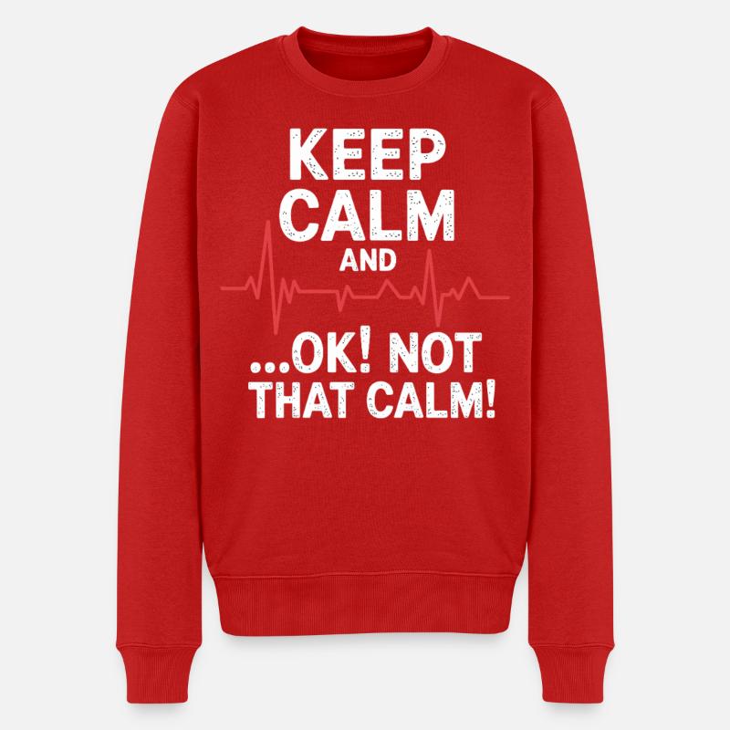 Pulschaos Herzfrequenz Motiv - Männer Premium Bio Pullover - Rot