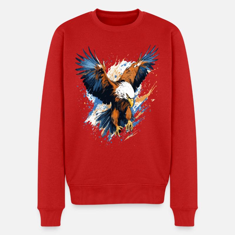 Stürmischer Adler Spritzkunst - Männer Premium Bio Pullover - Rot