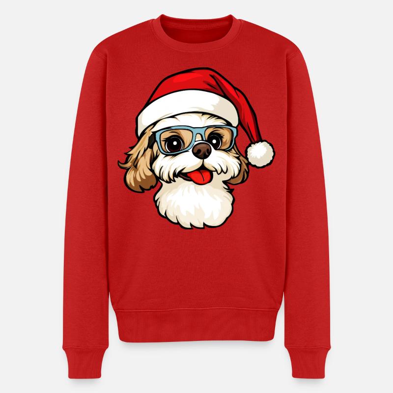 Hunde Weihnachten - Männer Premium Bio Pullover - Rot