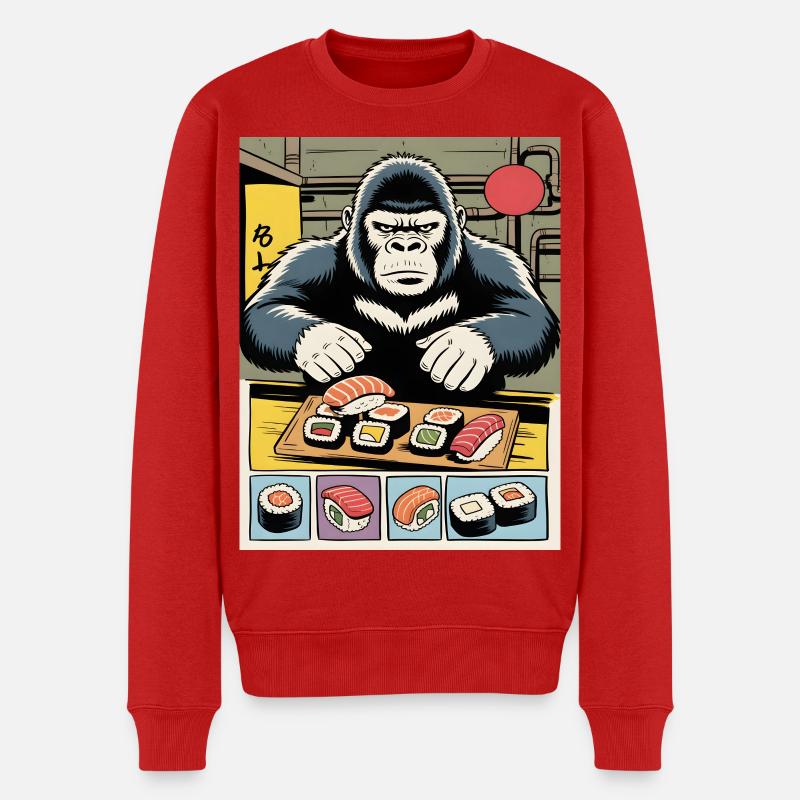 Gorilla Sushi - Männer Premium Bio Pullover - Rot