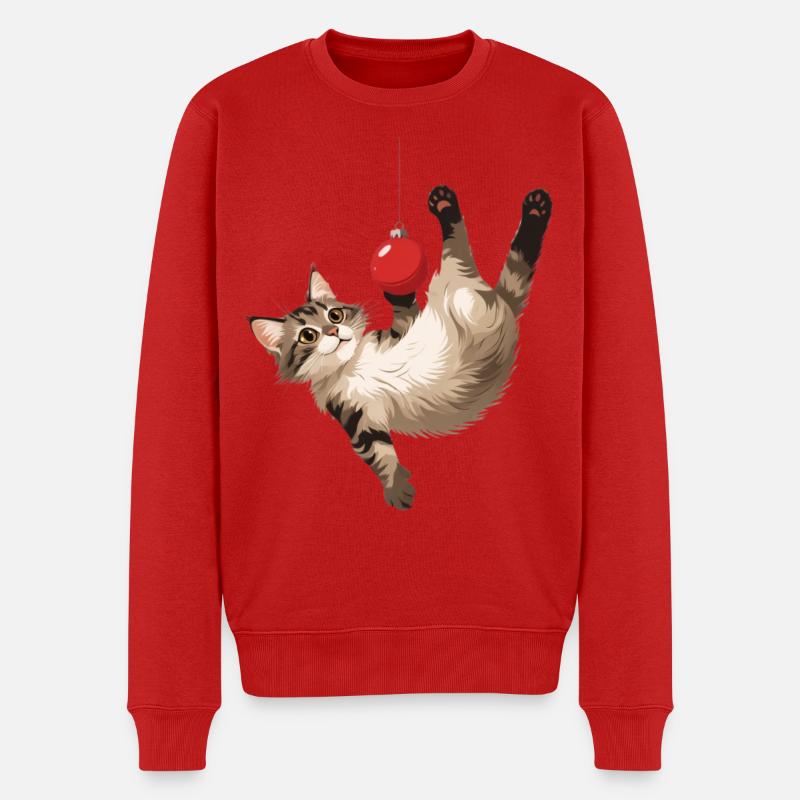 Katzenakrobat Ballspiel - Männer Premium Bio Pullover - Rot