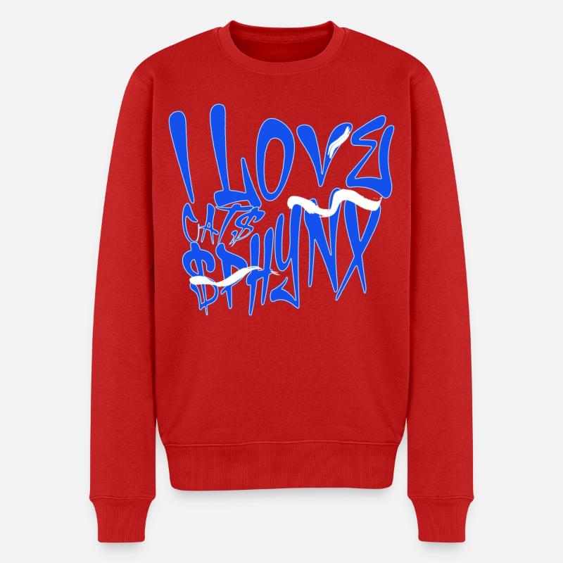 J’adore les graffitis de chats Sphynx - Pull Premium bio Homme - rouge