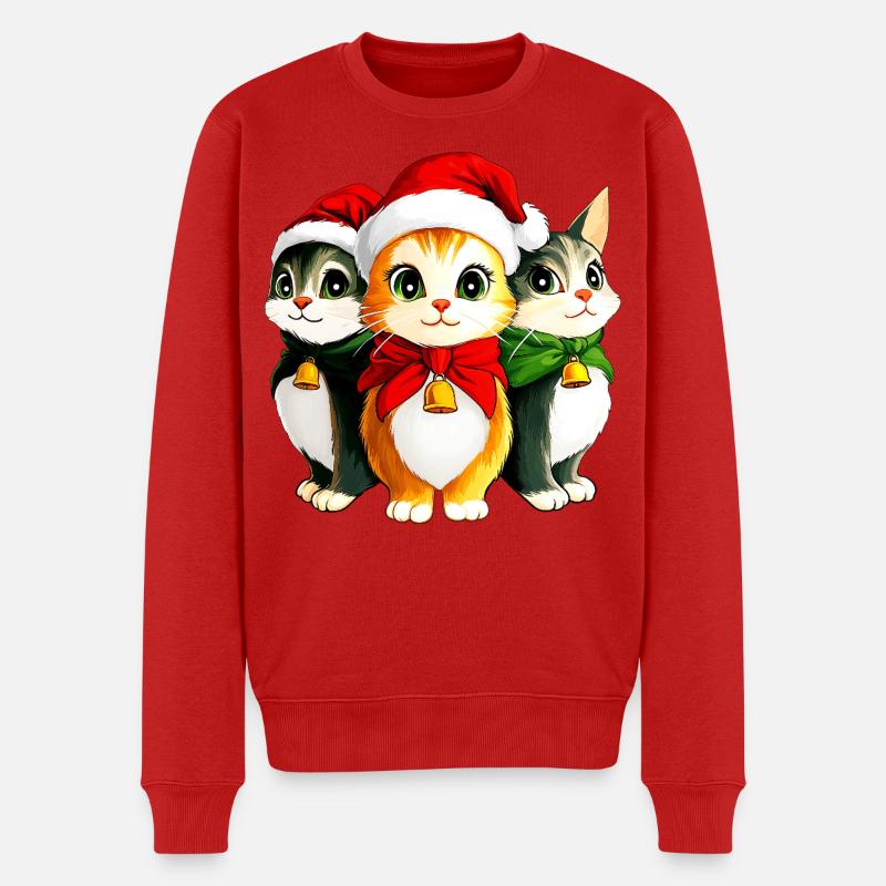 Kätzchen Weihnachten - Männer Premium Bio Pullover - Rot