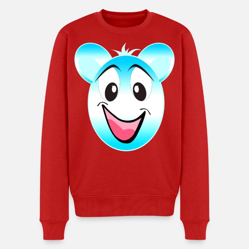 Fröhlicher Blau Weiß Bärenmaskottchen - Männer Premium Bio Pullover - Rot