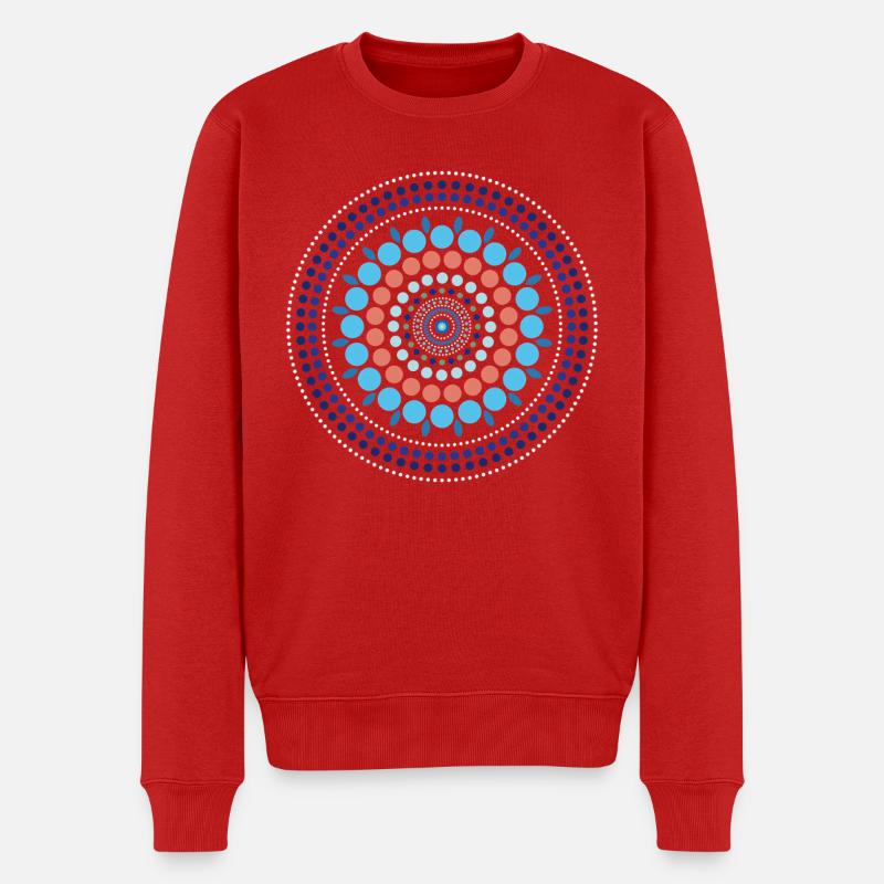Mandala à points dégradés bleus - Pull Premium bio Homme - rouge