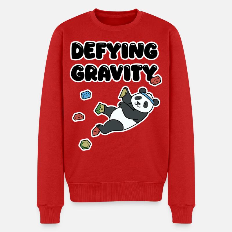 Chill Panda Climbing | Defying Gravity Bouldering - Männer Premium Bio Pullover - Rot