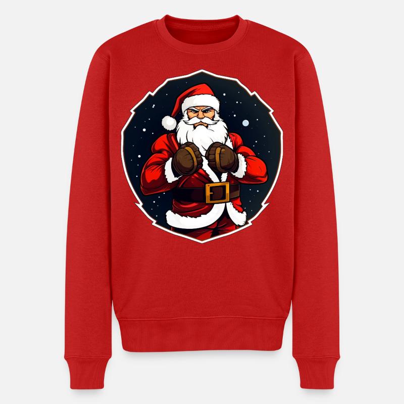 Weihnachten Fighter - Männer Premium Bio Pullover - Rot