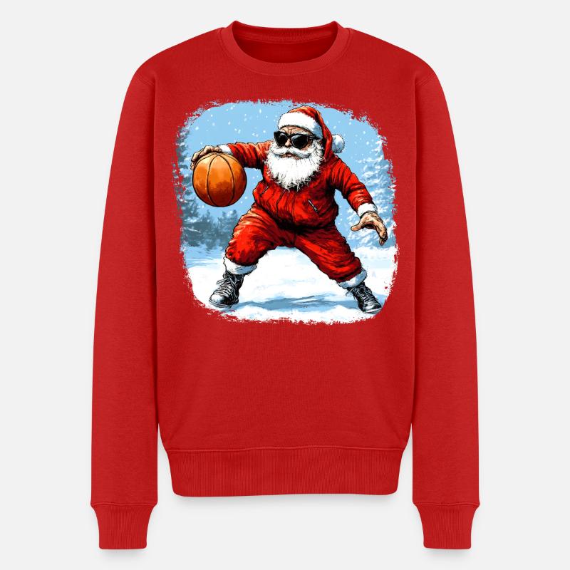 Basketballer Christmas - Männer Premium Bio Pullover - Rot