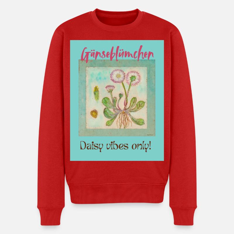 Gänseblümchen Vibes - Männer Premium Bio Pullover - Rot