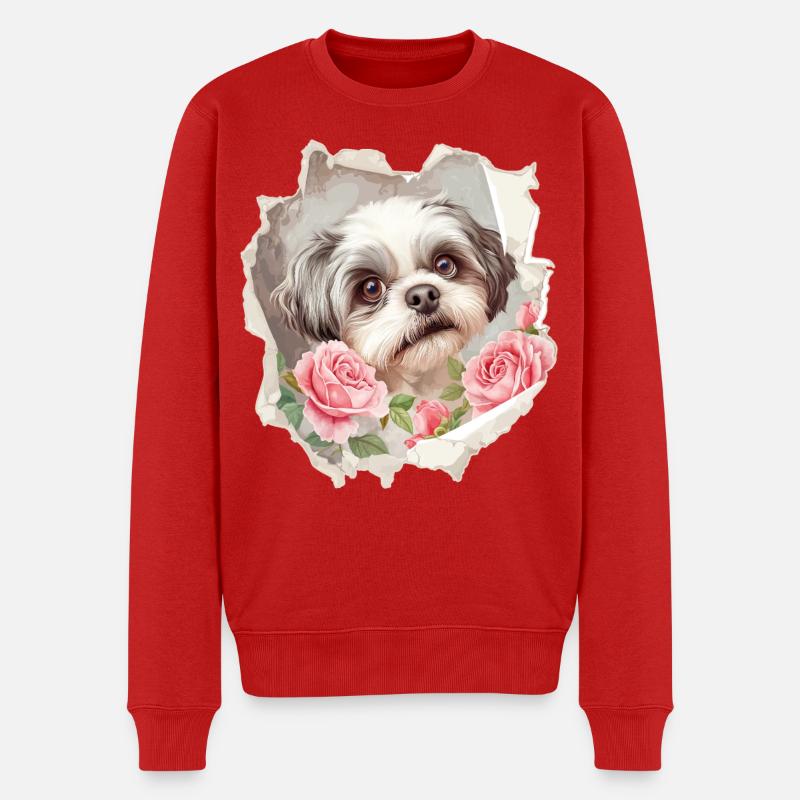 Shih Tzu Vintage - Männer Premium Bio Pullover - Rot