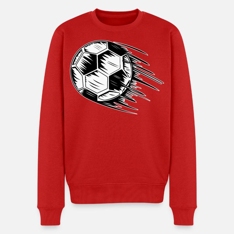 Fußball in Flug - Männer Premium Bio Pullover - Rot