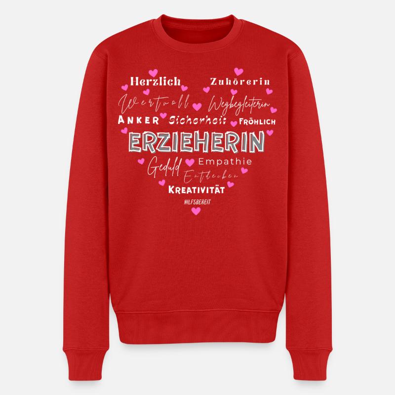 Erzieherin Herz - Männer Premium Bio Pullover - Rot