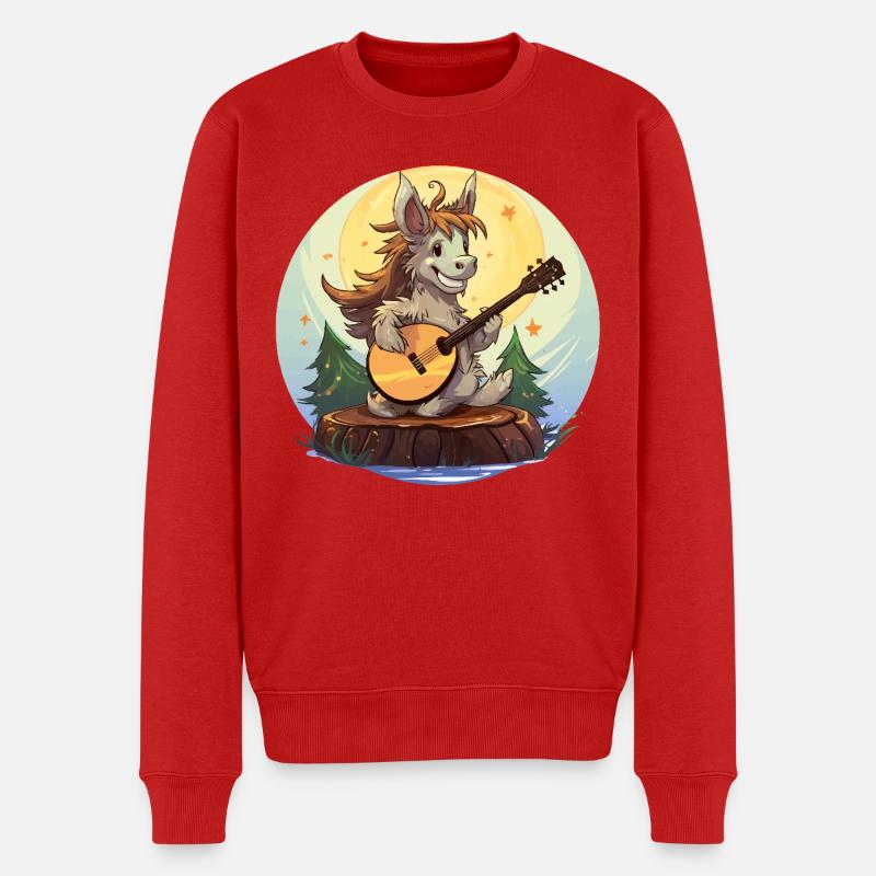 Guitariste de Moonlight Donkey - Pull Premium bio Homme - rouge