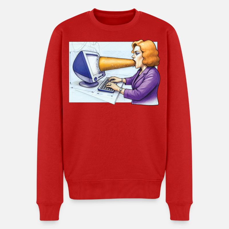 COMPUTER ADDICT WOMAN - geek & scifi - Pull Premium bio Homme - rouge