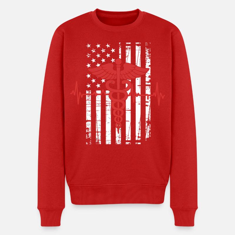 Caduceus USA Flagge Design - Männer Premium Bio Pullover - Rot