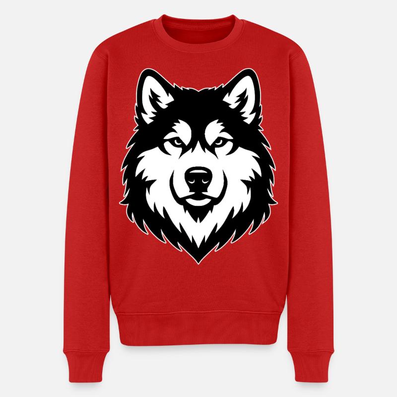 Malamute d’Alaska noir blanc - Pull Premium bio Homme - rouge