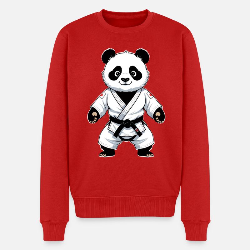 Panda Kampfkünstler im Gi - Männer Premium Bio Pullover - Rot