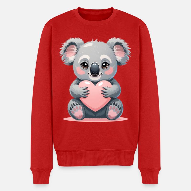 Kuschelkoala mit Herz - Männer Premium Bio Pullover - Rot