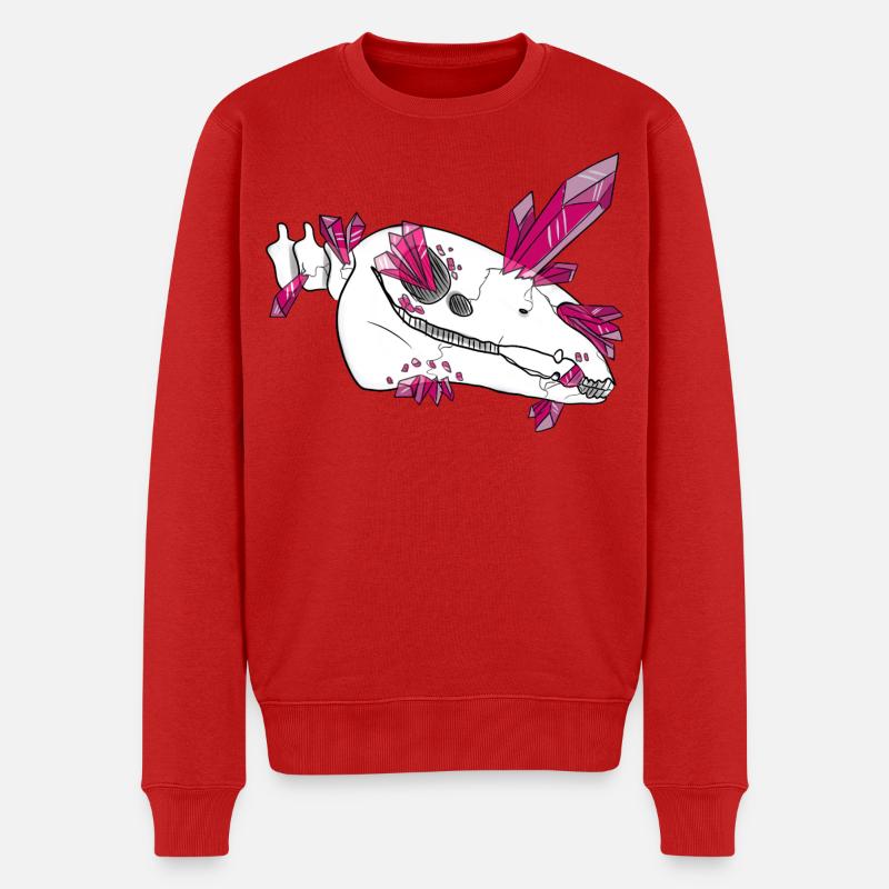 Kristallschädel - Pferd (von Leni Riosa) - Männer Premium Bio Pullover - Rot
