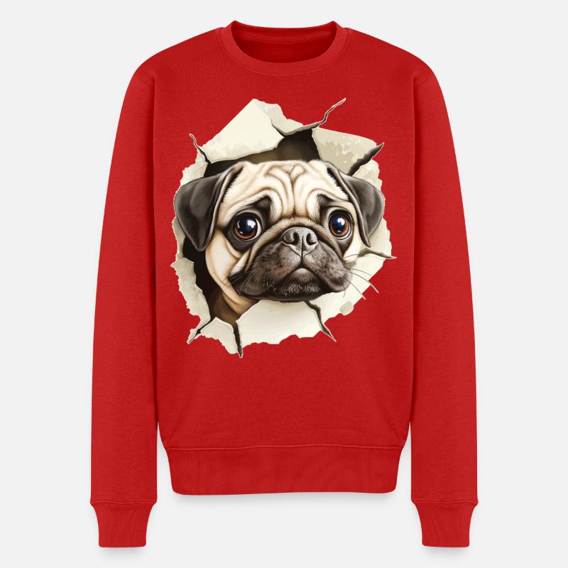 Mops - Männer Premium Bio Pullover - Rot