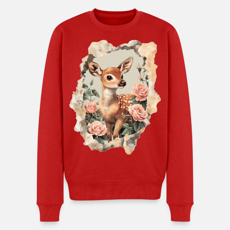 Faon de cerf - Pull Premium bio Homme - rouge