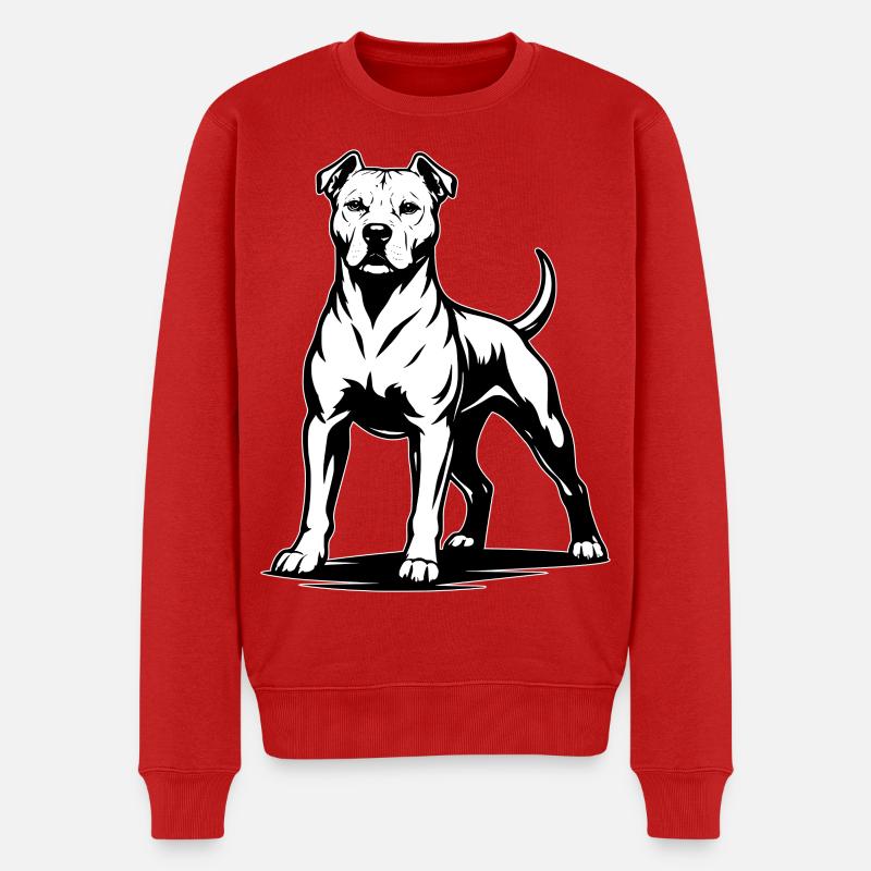 Pitbull in stolzer Pose - Männer Premium Bio Pullover - Rot