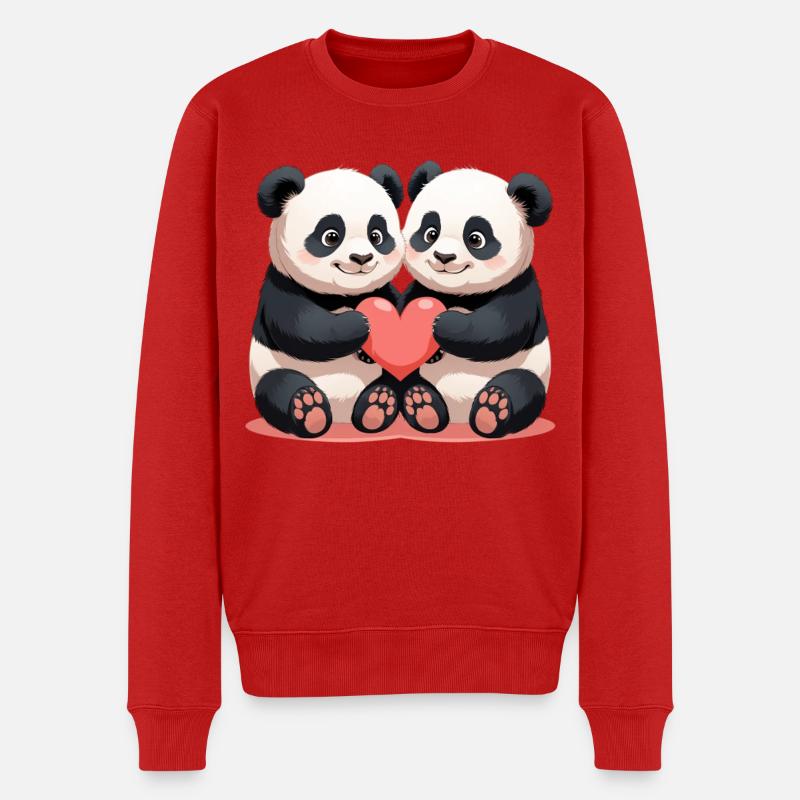 Panda Herzduo Kuschelzeit - Männer Premium Bio Pullover - Rot