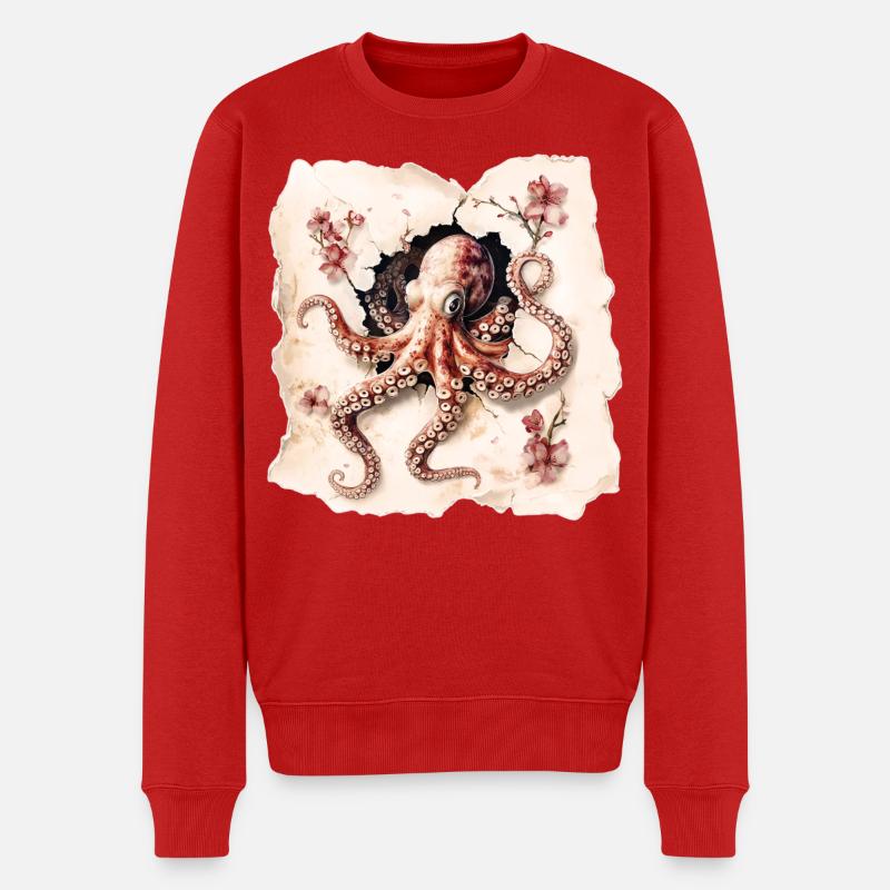 Oktopus - Männer Premium Bio Pullover - Rot