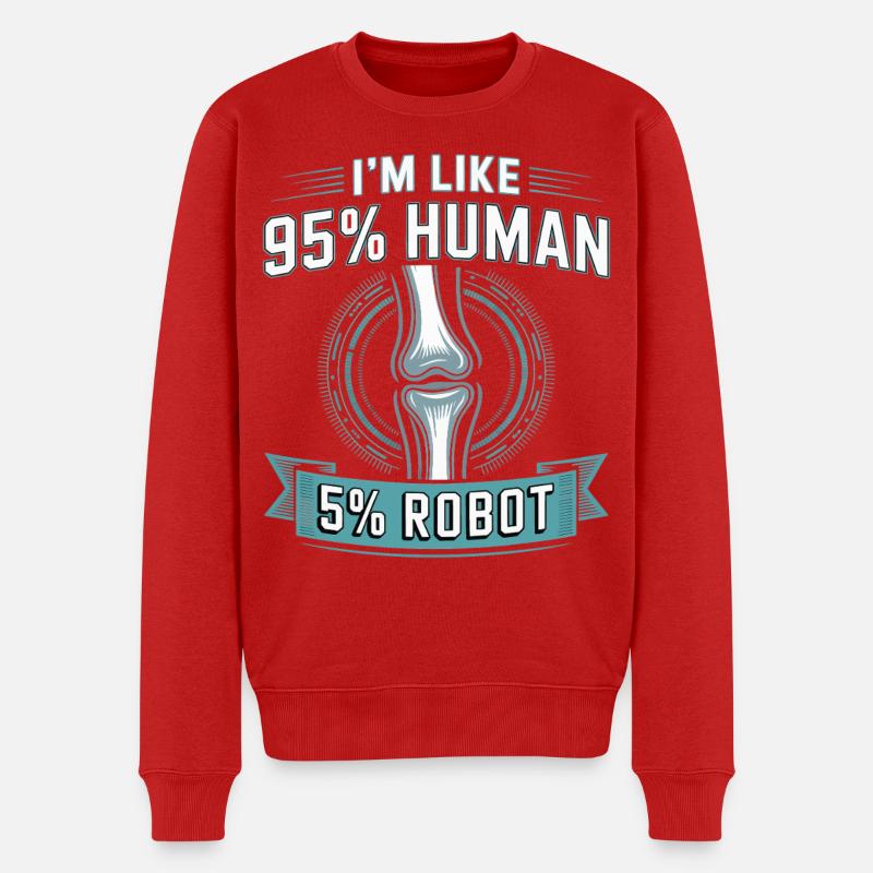 95% Mensch 5% Roboter - Männer Premium Bio Pullover - Rot
